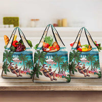 Liberia Christmas Grocery Bag Santa Chill on Tropical Beach - Wonder Print Shop