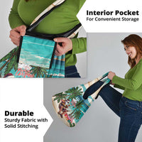 Liberia Christmas Grocery Bag Santa Chill on Tropical Beach - Wonder Print Shop