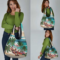 Liberia Christmas Grocery Bag Santa Chill on Tropical Beach - Wonder Print Shop