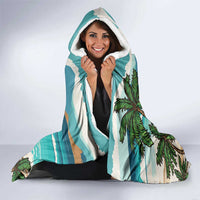 Liberia Christmas Hooded Blanket Santa Chill on Tropical Beach - Wonder Print Shop