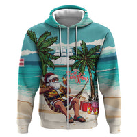 Liberia Christmas Hoodie Santa Chill on Tropical Beach - Wonder Print Shop