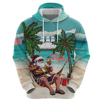 Liberia Christmas Hoodie Santa Chill on Tropical Beach - Wonder Print Shop