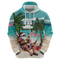 Liberia Christmas Hoodie Santa Chill on Tropical Beach - Wonder Print Shop