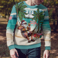 Liberia Christmas Ugly Christmas Sweater Santa Chill on Tropical Beach - Wonder Print Shop