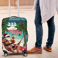 Liberia Christmas Luggage Cover Santa Chill on Tropical Beach - Wonder Print Shop