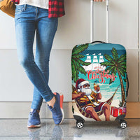 Liberia Christmas Luggage Cover Santa Chill on Tropical Beach - Wonder Print Shop