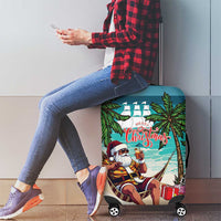 Liberia Christmas Luggage Cover Santa Chill on Tropical Beach - Wonder Print Shop
