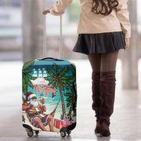 Liberia Christmas Luggage Cover Santa Chill on Tropical Beach - Wonder Print Shop