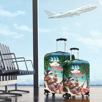 Liberia Christmas Luggage Cover Santa Chill on Tropical Beach - Wonder Print Shop