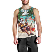 Liberia Christmas Men Tank Top Santa Chill on Tropical Beach - Wonder Print Shop