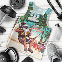 Liberia Christmas Men Tank Top Santa Chill on Tropical Beach - Wonder Print Shop