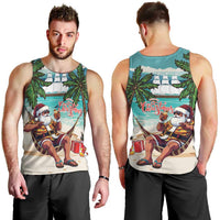 Liberia Christmas Men Tank Top Santa Chill on Tropical Beach - Wonder Print Shop