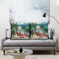Liberia Christmas Pillow Cover Santa Chill on Tropical Beach - Wonder Print Shop
