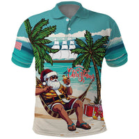 Liberia Christmas Polo Shirt Santa Chill on Tropical Beach - Wonder Print Shop