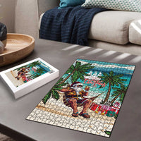 Liberia Christmas Puzzle Santa Chill on Tropical Beach - Wonder Print Shop
