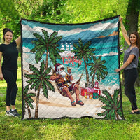 Liberia Christmas Quilt Santa Chill on Tropical Beach - Wonder Print Shop