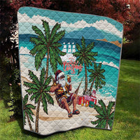 Liberia Christmas Quilt Santa Chill on Tropical Beach - Wonder Print Shop