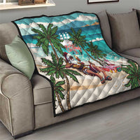 Liberia Christmas Quilt Santa Chill on Tropical Beach - Wonder Print Shop