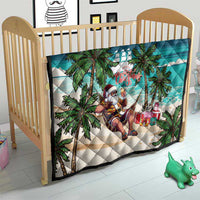 Liberia Christmas Quilt Santa Chill on Tropical Beach - Wonder Print Shop