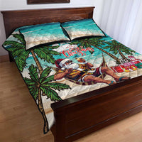 Liberia Christmas Quilt Bed Set Santa Chill on Tropical Beach - Wonder Print Shop