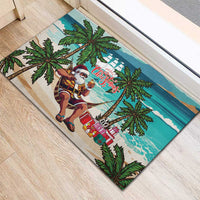 Liberia Christmas Rubber Doormat Santa Chill on Tropical Beach - Wonder Print Shop