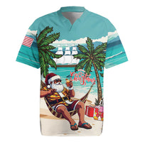Liberia Christmas Rugby Jersey Santa Chill on Tropical Beach - Wonder Print Shop