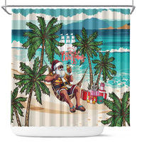 Liberia Christmas Shower Curtain Santa Chill on Tropical Beach - Wonder Print Shop