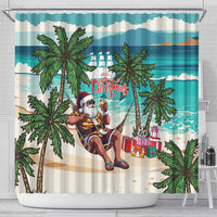 Liberia Christmas Shower Curtain Santa Chill on Tropical Beach - Wonder Print Shop