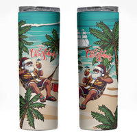 Liberia Christmas Skinny Tumbler Santa Chill on Tropical Beach - Wonder Print Shop