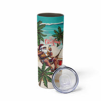 Liberia Christmas Skinny Tumbler Santa Chill on Tropical Beach - Wonder Print Shop