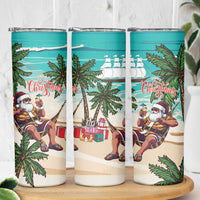 Liberia Christmas Skinny Tumbler Santa Chill on Tropical Beach - Wonder Print Shop