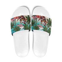 Liberia Christmas Slide Sandals Santa Chill on Tropical Beach - Wonder Print Shop