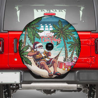 Liberia Christmas Spare Tire Cover Santa Chill on Tropical Beach - Wonder Print Shop