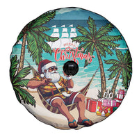 Liberia Christmas Spare Tire Cover Santa Chill on Tropical Beach - Wonder Print Shop