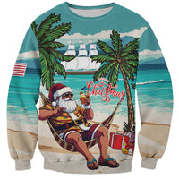 Liberia Christmas Sweatshirt Santa Chill on Tropical Beach - Wonder Print Shop