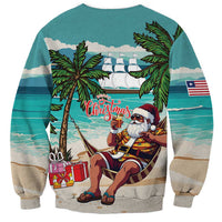Liberia Christmas Sweatshirt Santa Chill on Tropical Beach - Wonder Print Shop