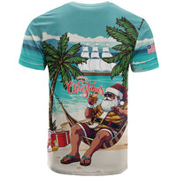 Liberia Christmas T Shirt Santa Chill on Tropical Beach - Wonder Print Shop