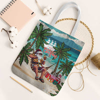 Liberia Christmas Tote Bag Santa Chill on Tropical Beach - Wonder Print Shop