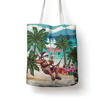 Liberia Christmas Tote Bag Santa Chill on Tropical Beach - Wonder Print Shop