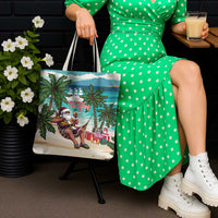 Liberia Christmas Tote Bag Santa Chill on Tropical Beach - Wonder Print Shop