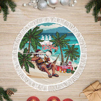 Liberia Christmas Tree Skirt Santa Chill on Tropical Beach - Wonder Print Shop