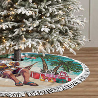 Liberia Christmas Tree Skirt Santa Chill on Tropical Beach - Wonder Print Shop