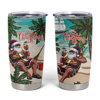 Liberia Christmas Tumbler Cup Santa Chill on Tropical Beach - Wonder Print Shop