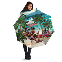 Liberia Christmas Umbrella Santa Chill on Tropical Beach - Wonder Print Shop