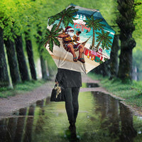 Liberia Christmas Umbrella Santa Chill on Tropical Beach - Wonder Print Shop
