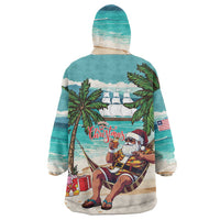 Liberia Christmas Wearable Blanket Hoodie Santa Chill on Tropical Beach - Wonder Print Shop