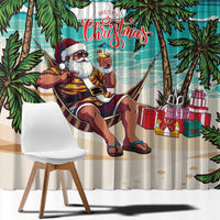 Liberia Christmas Window Curtain Santa Chill on Tropical Beach - Wonder Print Shop