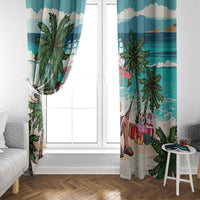 Liberia Christmas Window Curtain Santa Chill on Tropical Beach - Wonder Print Shop