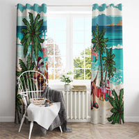 Liberia Christmas Window Curtain Santa Chill on Tropical Beach - Wonder Print Shop