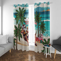 Liberia Christmas Window Curtain Santa Chill on Tropical Beach - Wonder Print Shop